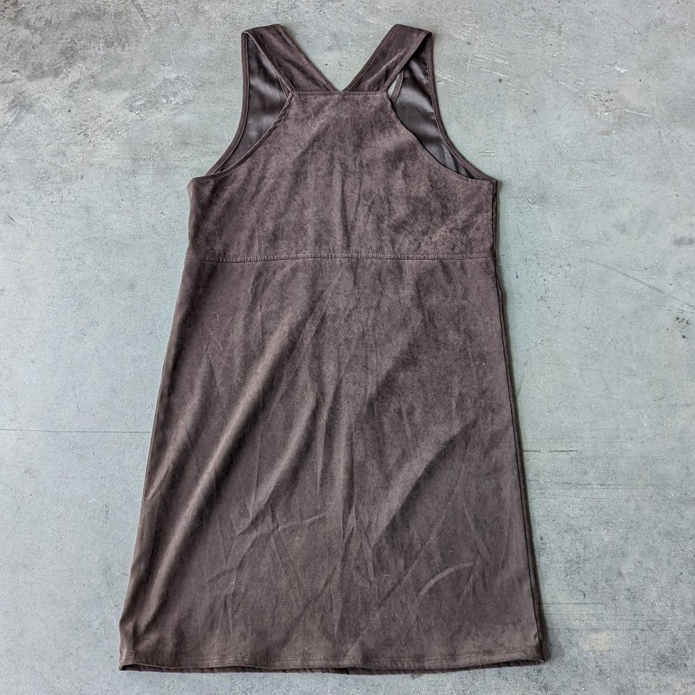 Vintage 90s Giraffe Print Safari Brown Suede-Like Sleeveless Shift Dress size 6 - Picture 6 of 6